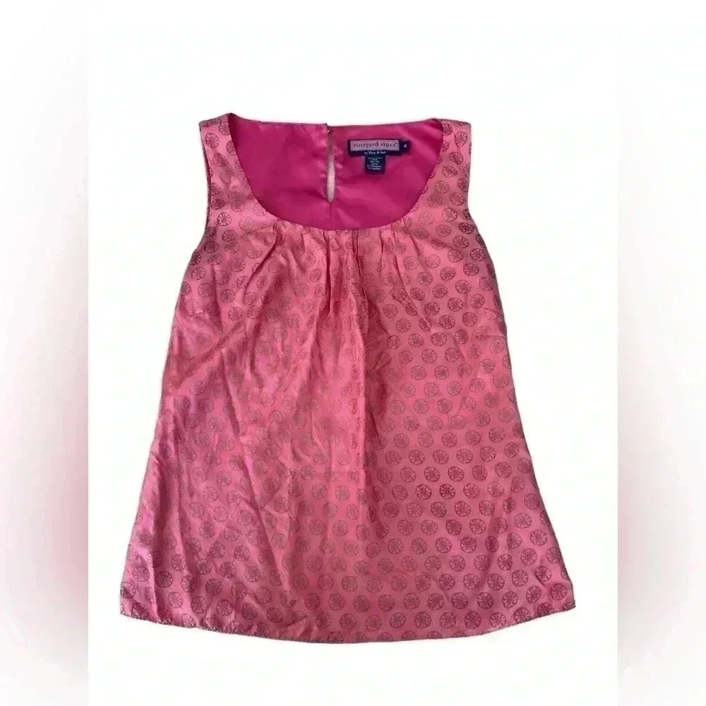 Vineyard Vines Silk Top. Pink with Sand Dollars. Sleeveless